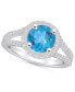 ფოტო #1 პროდუქტის Blue Topaz (2-3/8 ct. t.w.) and Diamond (1/2 ct. t.w.) Halo Ring in 14K White Gold