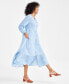 Фото #2 товара Petite Chambray V-Neck Tiered Shirtdress, Created for Macy's