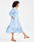 ფოტო #2 პროდუქტის Petite Chambray V-Neck Tiered Shirtdress, Created for Macy's