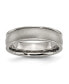 ფოტო #1 პროდუქტის Titanium Brushed Center 6 mm Ridged Edge Wedding Band Ring