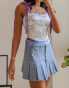 Labelrail x Pose and Repeat pleated mini skirt in washed denim with pastel organza scarf belt