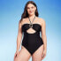 Women's Ring-Front Halter Bandeau One Piece Swimsuit - Shade & Shore Black XL