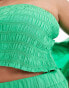 Фото #3 товара ASOS DESIGN Curve Kaye cotton shirred bandeau beach top in bright green