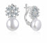 Elegantní stříbrné náušnice s perlami a zirkony E0002566