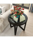 Фото #2 товара Modern Tempered Glass Coffee Table with Wood Base