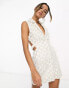 ASOS DESIGN dripped jewel embellished structured blazer mini dress with cut out back detail in white