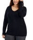 ფოტო #1 პროდუქტის Plus Size Buttoned-Cuff Sweater, Created for Macy's