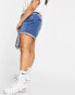 Noisy May Curve mom denim shorts in medium blue wash