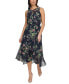 Women's English Field Chiffon Belted Midi Dress