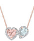 ფოტო #1 პროდუქტის Morganite (1-1/10 ct. t.w.), Aquamarine (5/8 ct. t.w.) & Diamond (1/5 ct. t.w.) Two-Stone Halo 17" Pendant Necklace in 14k Rose Gold