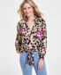 Фото #1 товара Women's Printed Tie-Front Blouse, Created for Macy's