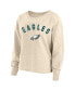 Women's Jalen Hurts Oatmeal Philadelphia Eagles Plus Size Name Number Crew Pullover Sweatshirt