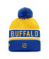 Men's Royal, Gold Buffalo Sabres Authentic Pro Rink Cuffed Knit Hat with Pom