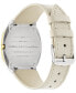 ფოტო #2 პროდუქტის Women's Swiss 25H White Leather Strap Watch 34mm