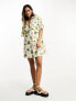 ASOS DESIGN Co ord bowling shirt mini dress in postcard print