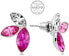 Earrings with three crystals in pink Navette shades