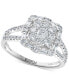 ფოტო #1 პროდუქტის EFFY® Diamond Round & Baguette Halo Cluster Engagement Ring (1-1/20 ct. t.w.) in 14k White Gold