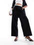 Фото #1 товара Bershka boxer waistband wide leg tailored trousers in black