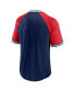 Men's Navy, Red New England Patriots Second Wind Raglan V-Neck T-shirt