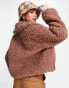 UGG Maeve sherpa zip up jacket in chestnut