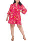 Фото #4 товара Plus Size Floral-Print Pleated Swing Dress