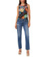 ფოტო #3 პროდუქტის Women's Printed Crewneck Split Back Keyhole Tank Top