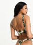 ASOS DESIGN mix and match deep band ruched crop bikini top in animal daisy print