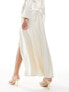 ASOS DESIGN satin maxi skirt with high side split co-ord in ivory