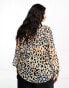 Фото #8 товара ASOS DESIGN Curve long sleeve soft shirt in mixed animal scarf print