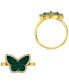 ფოტო #4 პროდუქტის Malachite & Cubic Zirconia Butterfly Halo Ring in 14k Gold-Plated Sterling Silver