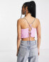 Фото #2 товара Bershka 90s multi colour diamante strap scarf top in pink