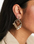 Фото #2 товара ASOS DESIGN drop earrings with diamond shape disc design in gold tone