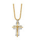 Chisel polished Yellow IP-plated Crucifix Pendant Ball Chain Necklace