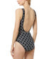 Women's Belted Scoop-Neck One-Piece Swimsuit