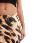 ASOS DESIGN satin bias maxi skirt in oversized leopard print