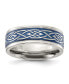 ფოტო #3 პროდუქტის Stainless Steel Polished Blue IP-plated Celtic 8.00mm Band Ring