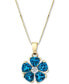 ფოტო #2 პროდუქტის Blue Topaz (3 ct. t.w.) & Diamond Accent Flower 18" Pendant Necklace in 14k Gold