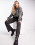 Фото #4 товара Noisy May Curve ribbed flared trousers in charcoal grey marl