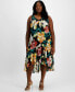 ფოტო #1 პროდუქტის Plus Size V-Neck Ruffled High-Low Dress