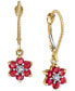 ფოტო #3 პროდუქტის Ruby (1-1/5 ct. t.w.) & Diamond Accent Floral Drop Earrings in 14k Gold