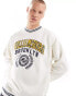 Фото #1 товара Abercrombie & Fitch Williamsburg oversized varsity sweatshirt with embroidery in white