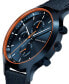 ფოტო #2 პროდუქტის Men's Blue Orange Chronograph Blue Leather Watch 42mm