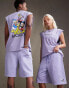 Фото #4 товара ASOS DESIGN Disney unisex co-ord oversized short with Mickey Mouse print in washed blue