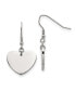 ფოტო #1 პროდუქტის Stainless Steel Polished Heart Dangle Shepherd Hook Earrings