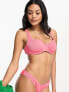 Фото #1 товара We Are We Wear Fullerbust rib stacey underwire bikini top in cerise pink