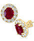 EFFY® Lab Grown Ruby (5-5/8 ct. t.w.) & Lab Grown Diamond (2-1/3 ct. t.w.) Halo Stud Earrings in 14k Gold