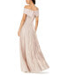 Фото #2 товара Women's Off-The-Shoulder Shimmer Wrap Style Gown
