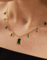 Фото #2 товара ALDO gold plated chain necklace with emerald stone charms in gold