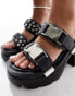 Public Desire Yuki chunky sandal with western hardware in black