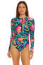 Trina Turk 299215 India Garden Paddle Long-Sleeve Swimsuit-Floral Print Multi XS